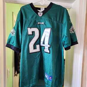 Reebok Philadelphia Eagles on NFL football jersey.